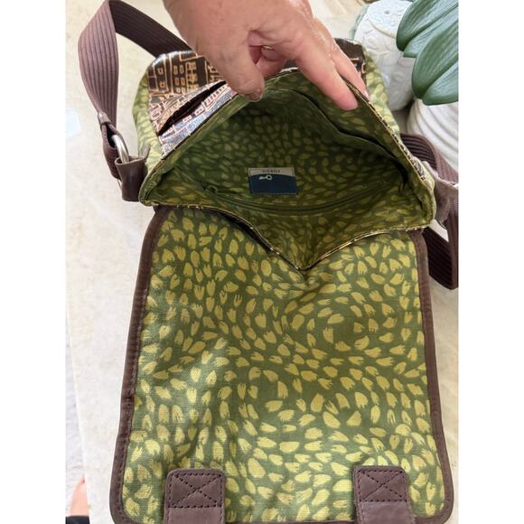 Fossil Key-Per City Scene canvas and Leather messenger bag crossbody - Picture 7 of 11
